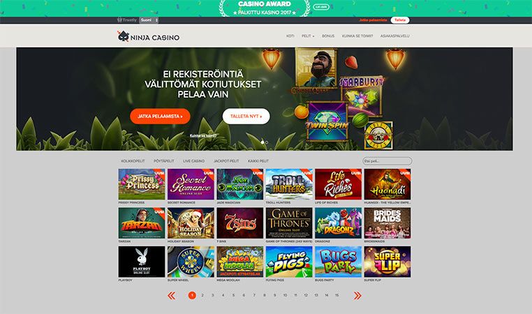 Ninja Casino Arvostelu 2021 - Bonus, ilmaiskierrokset & kokemuksia