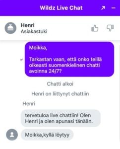 Wildz casino asiakaspalvelu