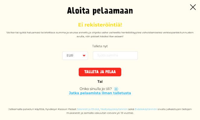 Kassu Casinon talletus