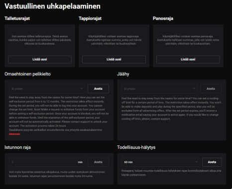Vastuullisen pelaamisen työkalut N1 Casinolla