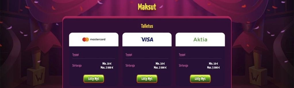 Winota Casino maksut