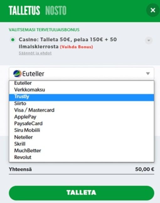 Euteller casino talletus