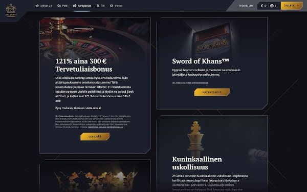 21 Casino Tarjoukset