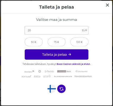 Boost Casino Talletus