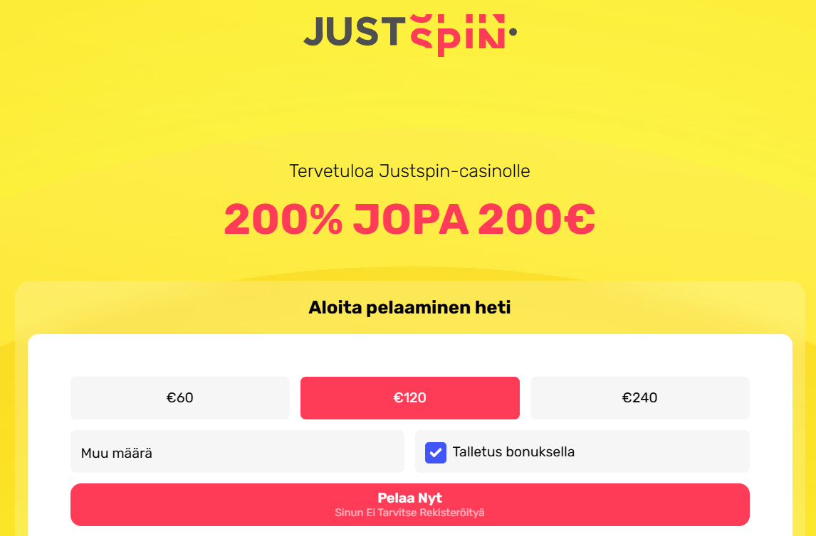 JustSpin Casino bonus