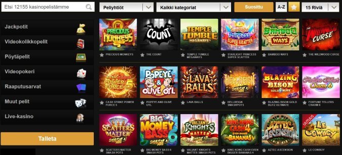 VideoSlots Casinolla on yli 12 000 peliä.