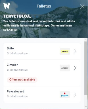 Wunderino Casino talletus