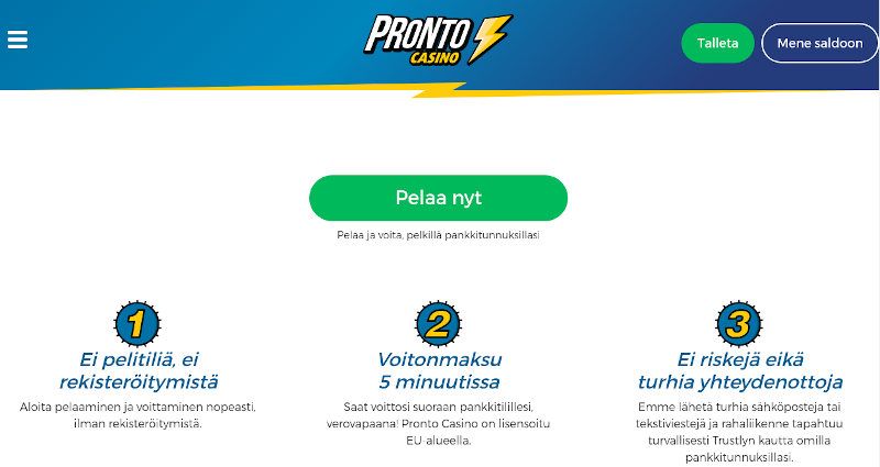 Pronto Casino Käytettävyydestä
