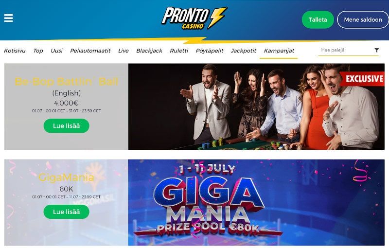 Pronto Casino Tarjoukset