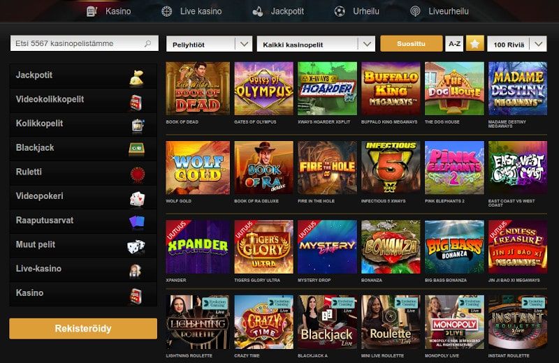 Videoslots Casino Pelit