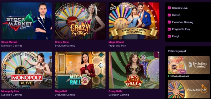 Kanuuna Casino live pelit