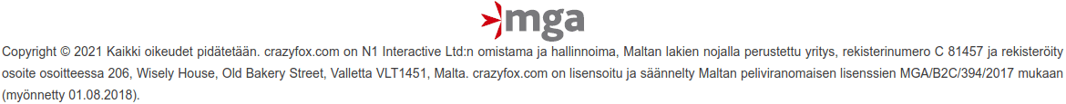 Crazy Fox Casino lisenssi