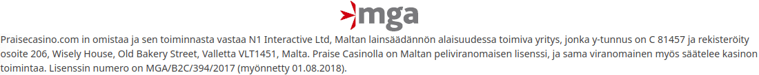 Praise Casino lisenssi