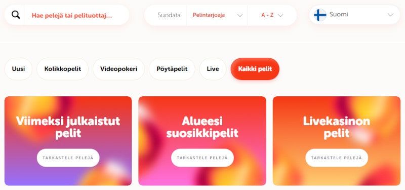Koi Casino pelit