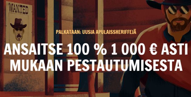 Rapid Casinolta 1000€ ja 300 ilmaiskierroksen bonuspaketti.