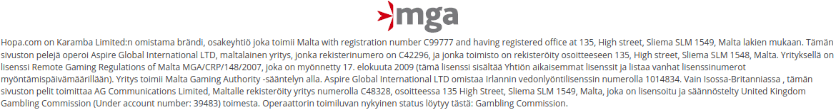 Hopa Casino lisenssi