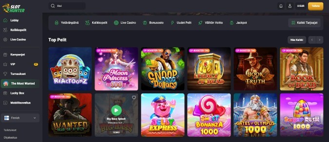 Slothunter Casinon pelivalikoima Slothunter Casinon pelivalikoima