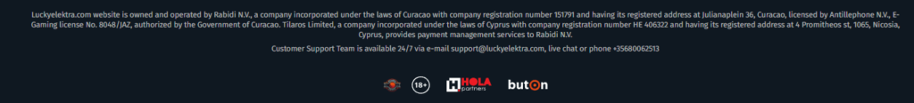 Lucky Elektra Casino lisenssi