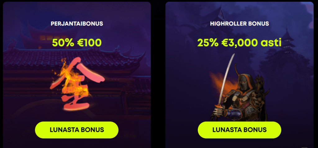 Spin Samurai Casino tarjoukset