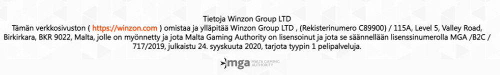 Winzon Casino lisenssi