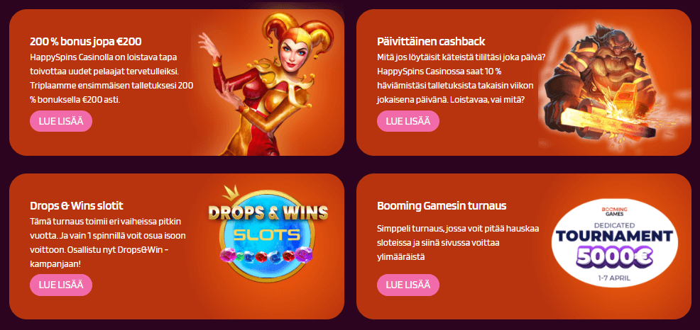 HappySpins Casino tarjoukset