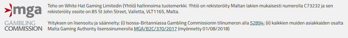 Teho Kasino lisenssi
