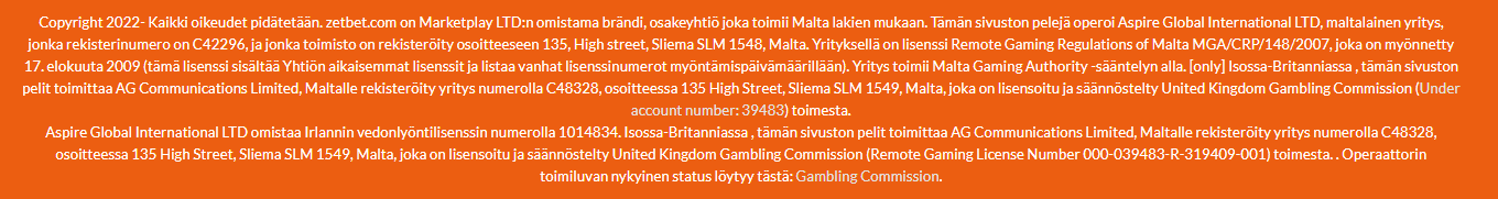 Zetbet Casino lisenssi