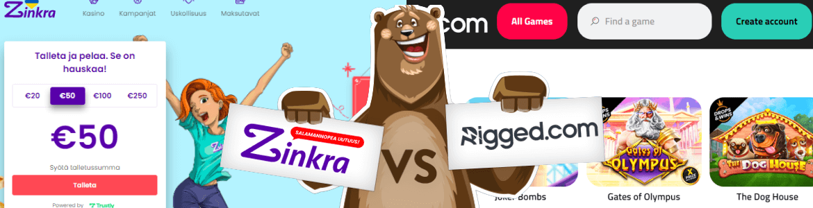 Zinkra vs Rigged casino