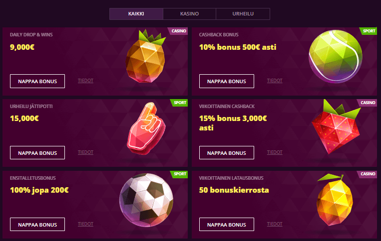 Malina Casino tarjoukset
