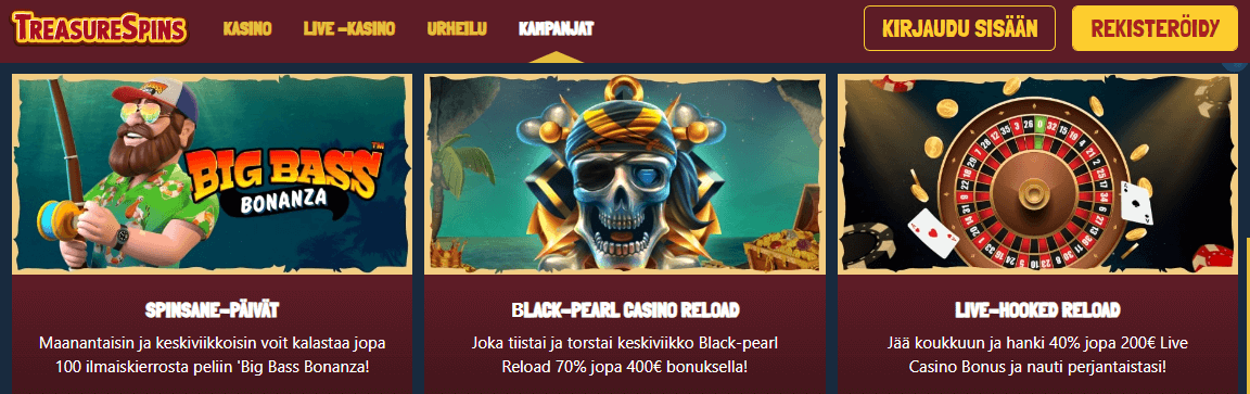 Treasure Spins Casino tarjoukset