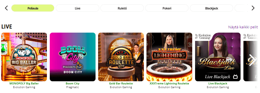 Casilime Casino live pelit