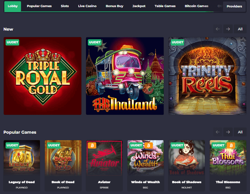 Winning.io Casino pelit