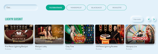 Lucky Wilds Casino live pelit