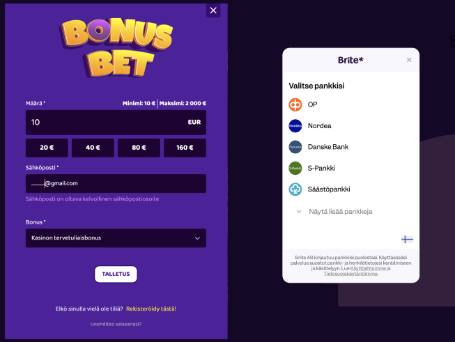 BonusBet Casino talletus