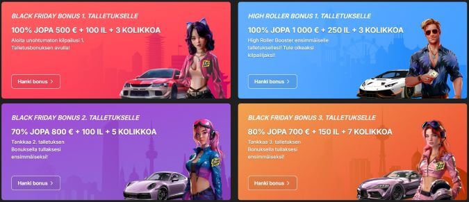 Need For Spin bonus jakautuu 3 talletukselle.