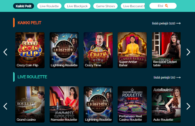 Bzeebet Casino live pelit