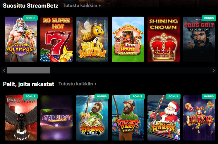 StreamBetz Casino pelit