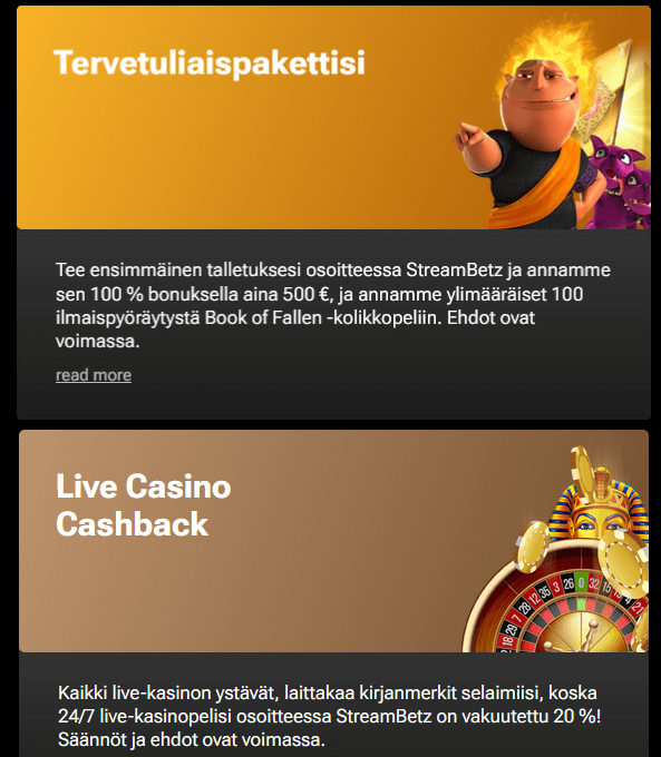 StreamBetz Casino tarjoukset