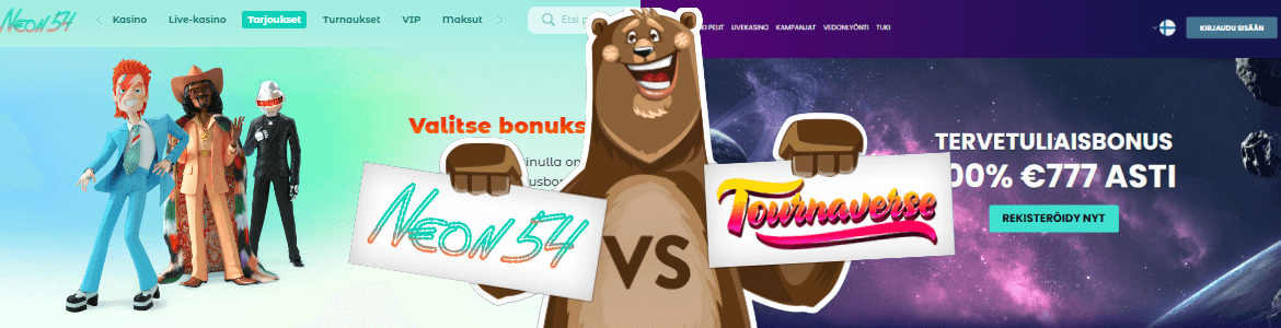 Vertaa nettikasinot: Tournaverse vs Neon54