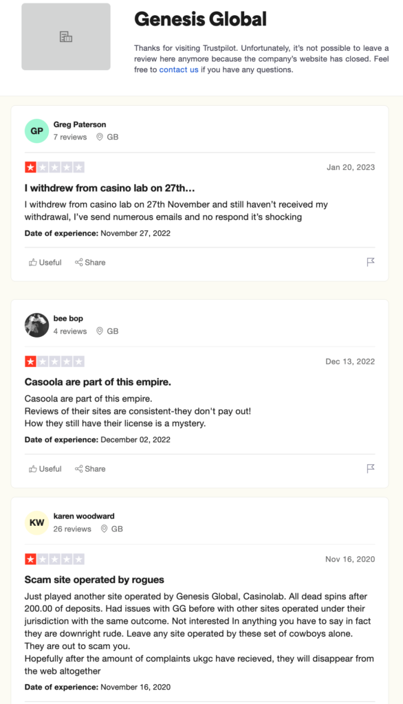 Genesis Global Trustpilot kokemuksia