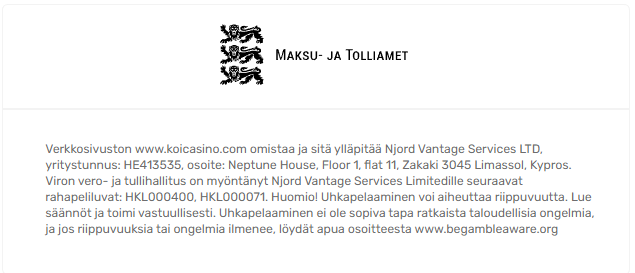 Koi Casino lisenssi