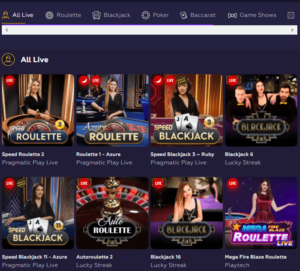 Playfina Casino live pelit