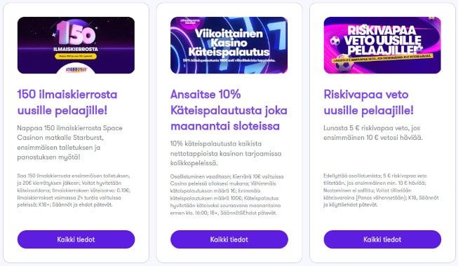 Space Casino tarjoukset
