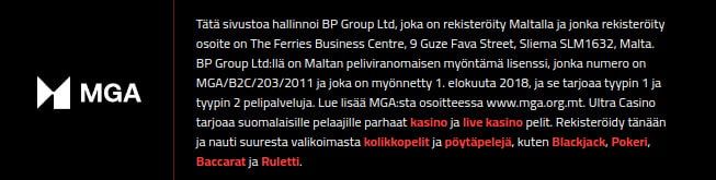 Ultra Casino Lisenssi