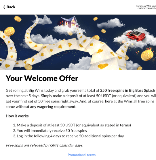 BigWins Casino bonusehdot