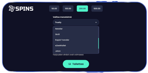 77Spins Casino talletus