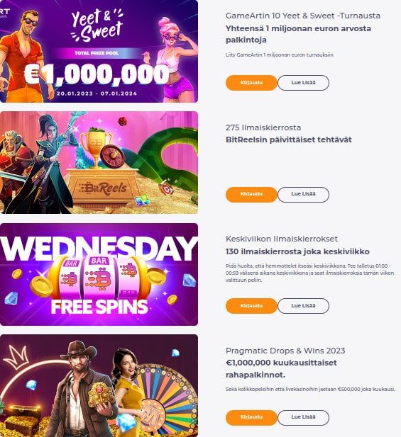 BitReels Casino tarjoukset