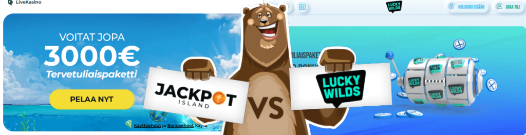 Vertaa nettikasinot: Jackpot Island vs Lucky Wilds