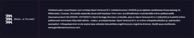 FireSpin Casino luotettavuus