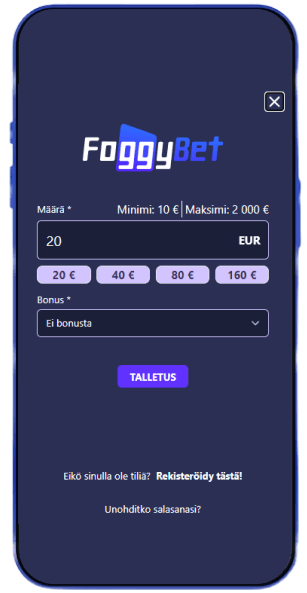 Foggybet Casino talletus